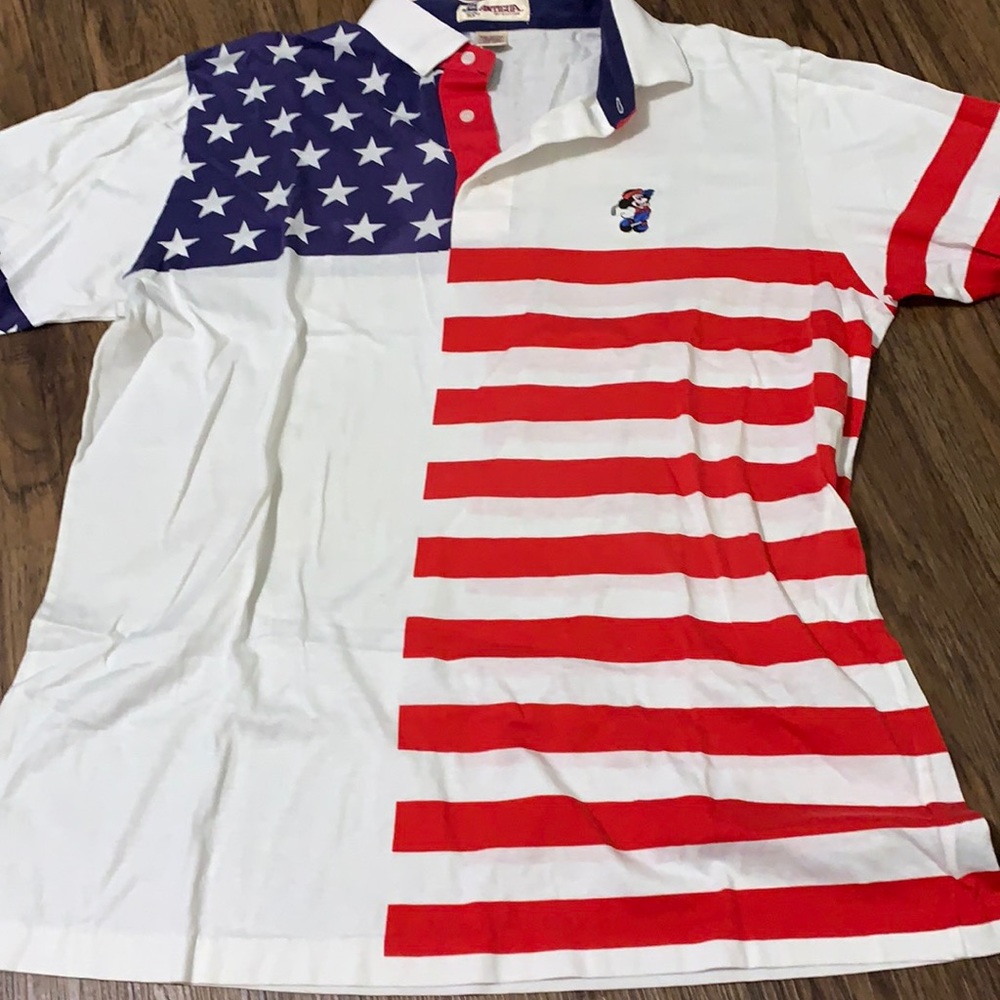 NWOT Disney Mickey Mouse American Flag Golf Polo